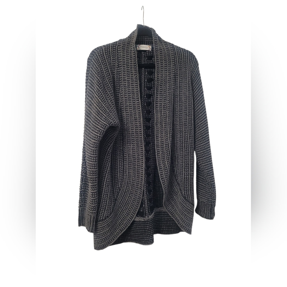 Pink Rose Size LargeWomen's Black and Gray Cardigan Sweater
